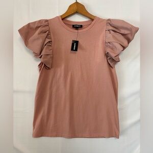 EXPRESS NWT Pink Ruffle Sleeve Top Size XS